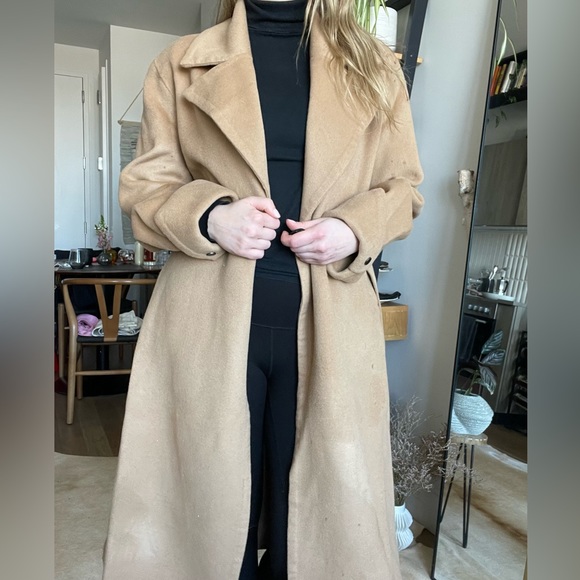 NWT Silk Maison 100% Wool Belted Camel Coat - Picture 4 of 16